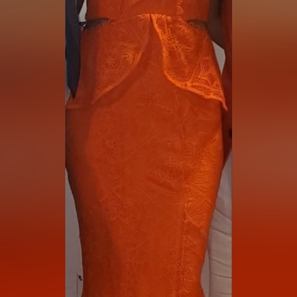 ASOS Tall Lace Evening Gown in Orange - Picture 6 of 7